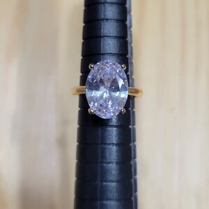 5.8ct Oval 18K Gold Plated Simulated Diamond Ring NEW